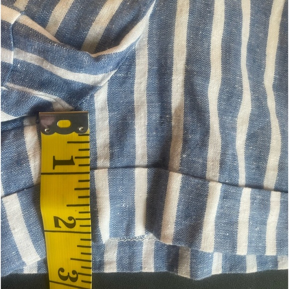 Love Tree Stripped blue, White,linen blend shorts, Small - Picture 6 of 8